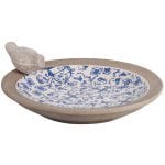 Ceramic Bird Bath - Blue/White