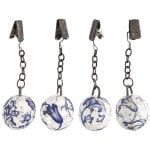 Ceramic Tablecloth Weights - Blue/White - Set of 4