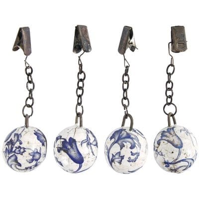 Ceramic Tablecloth Weights - Blue/White - Set of 4