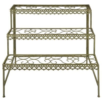 Aged Metal Etagere, Green