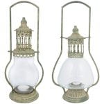 Aged Metal Lantern, Green, 2 Asst. Styles - Small