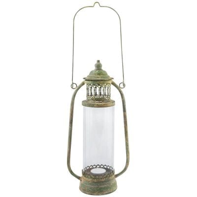 Aged Metal Lantern, Green - Large