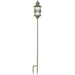 Aged Metal Lantern on Stick, Green