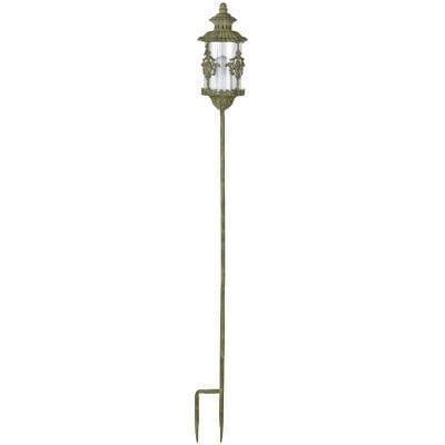 Aged Metal Lantern on Stick, Green