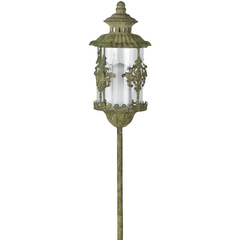 Aged Metal Lantern on Stick, Green – Esschert Design USA