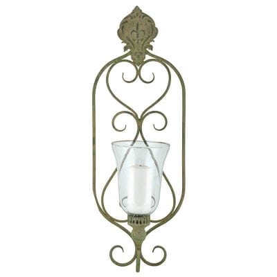Aged Metal Wall Lantern, Green