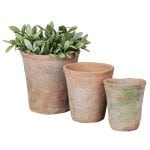 Aged Terra Cotta Set of 3 Round Pots