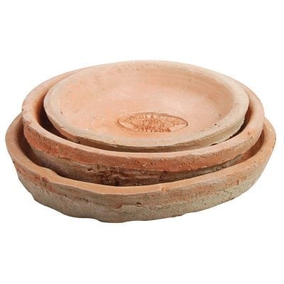 Aged Terra Cotta Set of 3 Round Saucers for AT01