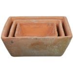 Aged Terra Cotta Set of 3 Square Pots