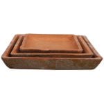 Aged Terra Cotta Set of 3 Square Saucers for AT05