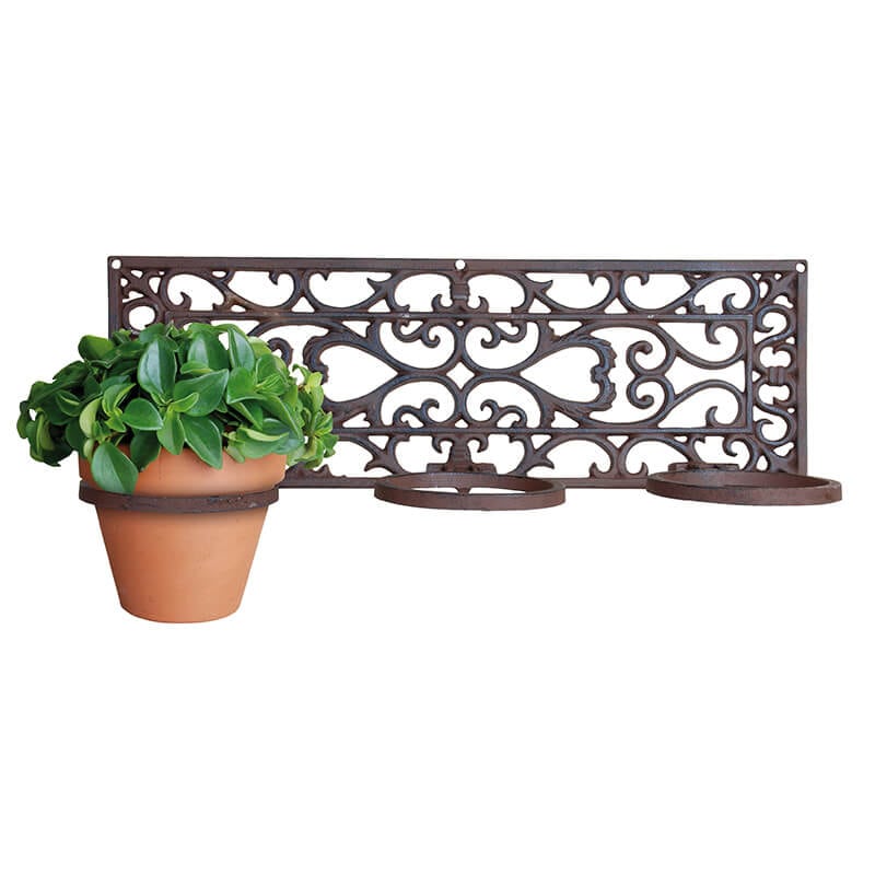 Flower Pot Holder Classic Style, Cast Iron - Holds 3 pots