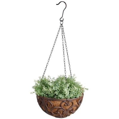 Cast Iron Hanging Basket w/Liner dia. 12"