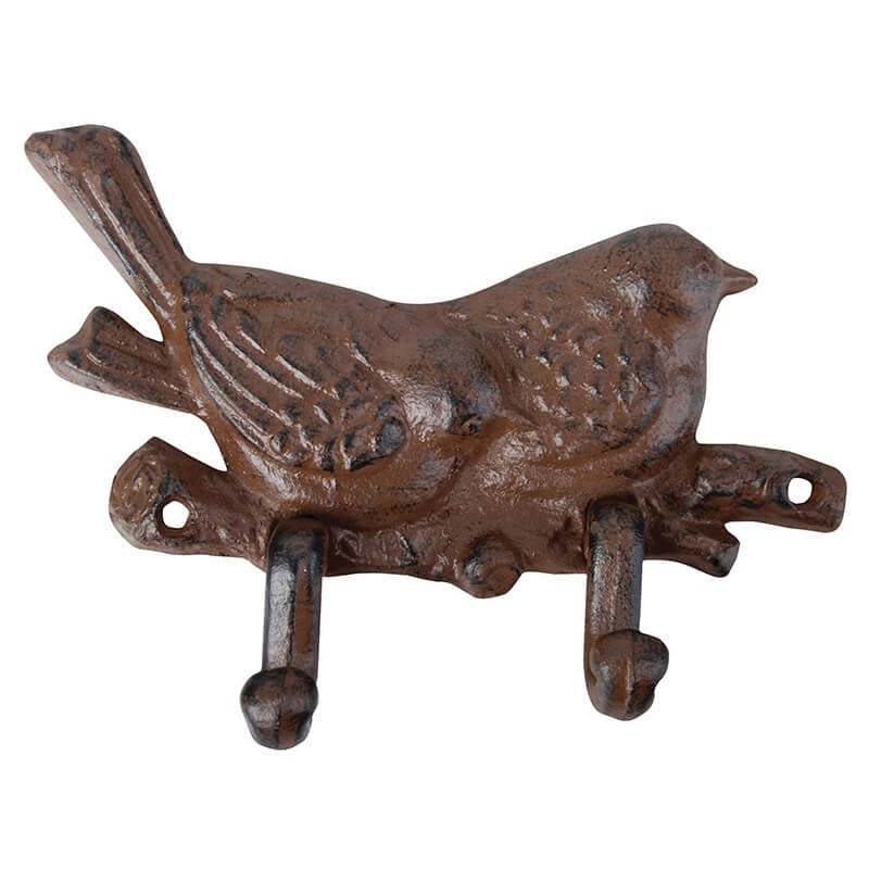 Bird Silhouette Double Hook - Cast Iron - Esschert Design USA