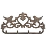 Bird Row of Hooks in Giftbox, Cast Iron, Antique Brown