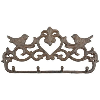 Bird Row of Hooks in Giftbox, Cast Iron, Antique Brown