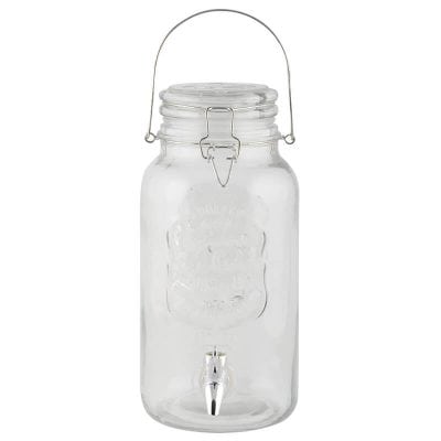 Flip-Top Juice Dispenser, 3.6 L, Glass, Clear