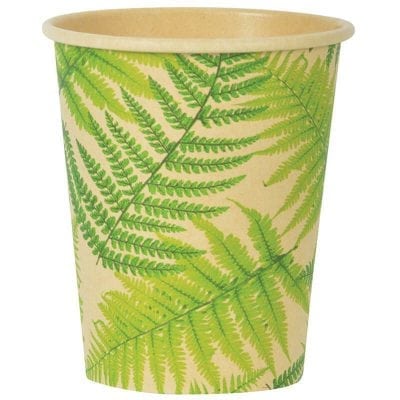 Set of 10 Disposable Palm Leaf Design Paper Cups - Small