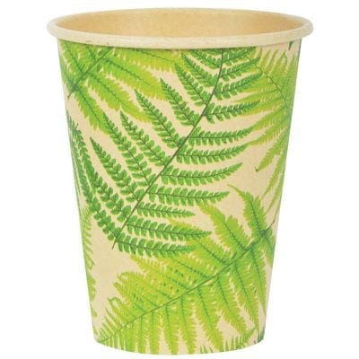 Set of 10 Disposable Palm Leaf Design Paper Cups - Large