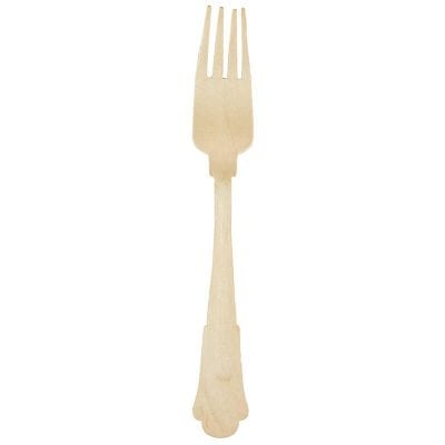 Set of 8 Wooden Disposable Forks, Birch Wood