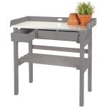 Garden Work Bench - Gray - Painted Pine Wood
