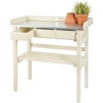 Garden Work Bench - White- Painted Pine Wood
