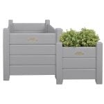 Square Planters - Set of 2 - Gray- Painted Pine Wood