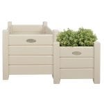 Square Planters - Set of 2 - White- Painted Pine Wood