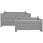 Rectangular Planters - Set of 2 - Gray- Painted Pine Wood
