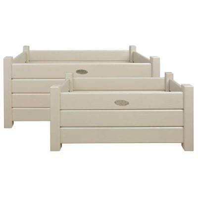 Rectangular Planters - Set of 2 - White- Painted Pine Wood