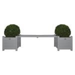 Planters with Bridge Bench - Gray - Painted Pine Wood