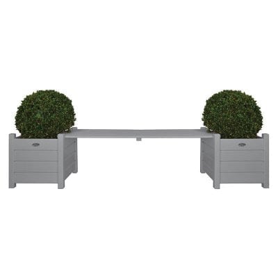 Planters with Bridge Bench - Gray - Painted Pine Wood