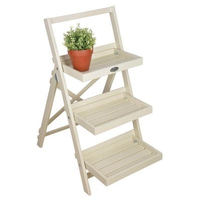 Stepped Plant Stand - White - Painted Pine Wood