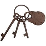 Key Ring w/Lock, Cast Iron, Antique Brown