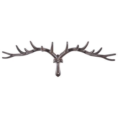 Antler Hook, Cast Iron, Antique Brown - Large