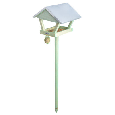 Wood Feeder w/ Galvanized Roof on Stake