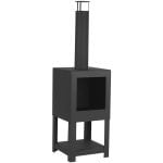 Terrace Heater w/Wood Storage, Steel, Black