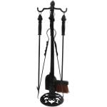 Fireplace Tool Stand - 4 pc Set - Cast Iron - Black