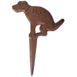 "No Pooping" Yard Sign - Cast Iron, Antique Rust