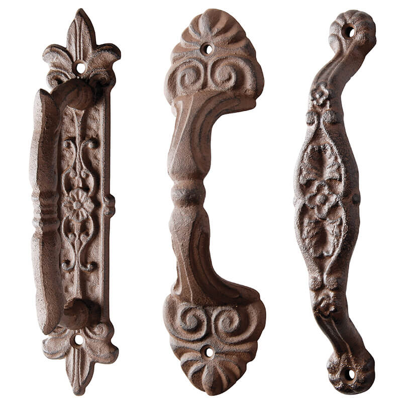 Door Handle Assortment - Cast Iron, Antique Brown Finish - Esschert Design  USA