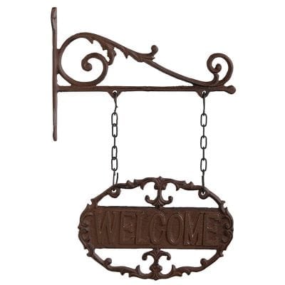 Wall Bracket/Welcome Sign-Cast Iron Antique Brown Finish
