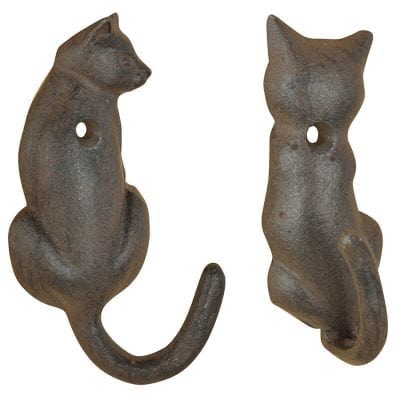 Cat Tail Hook, Cast Iron, Antique Brown, 2 Asst. Styles
