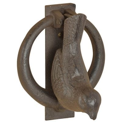 Bird Door Knocker, Cast Iron, Antique Brown