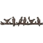 Birds in a Row Hook, Cast Iron, Antique Brown