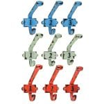 Set of 3 Coat Hooks w/Numbers, Cast Iron, Blue/Green/Red, 3 Asst. Colors
