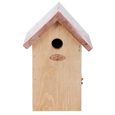 Antique Wash Blue Tit House - Copper Roof