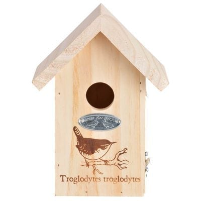 Birdhouse with Winter Wren Line Drawing
