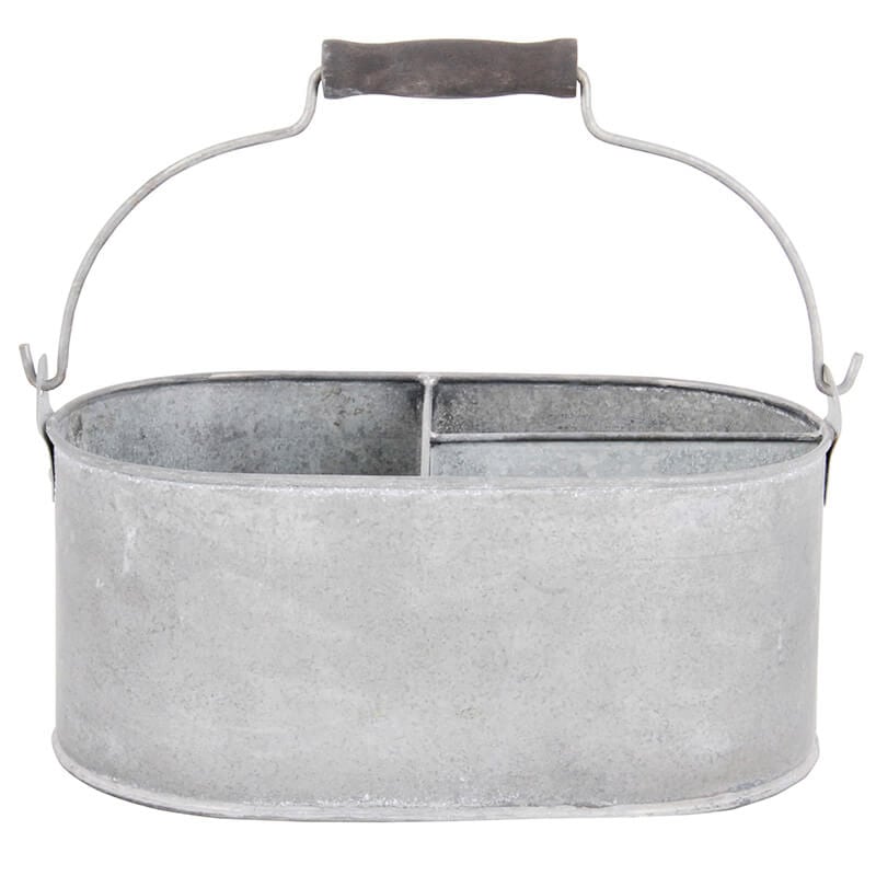 Esschert Design Old Zinc Oval Bucket with 3-Compartment Small 