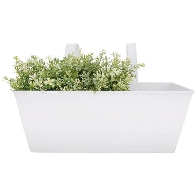 Rectangular Balcony Flower Planter - White, Zinc