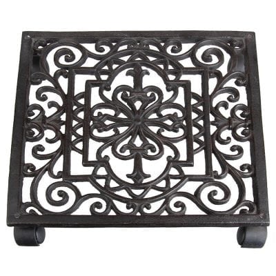 Cast Iron Plant Trolley - Square Filigree