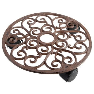 Plant Trolley - Round Cast Iron w/ Hole for Display